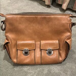 Marc Jacobs Beige Leather Bag with Metallic Detail